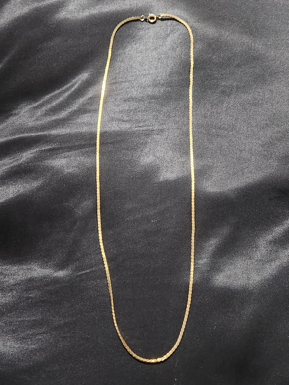 Gold Tone Herringbone Flat Snake Chain Necklace | Minimalist Stacking